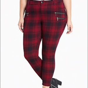 Torrid skinny multi zip plaid ponte pants